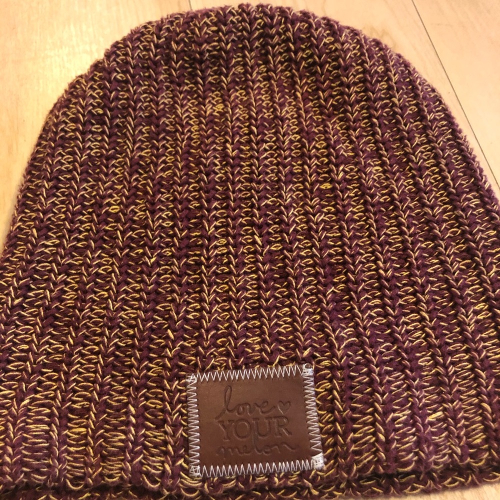 LOVE YOUR MELON Knit Beanie, Garnet & Gold